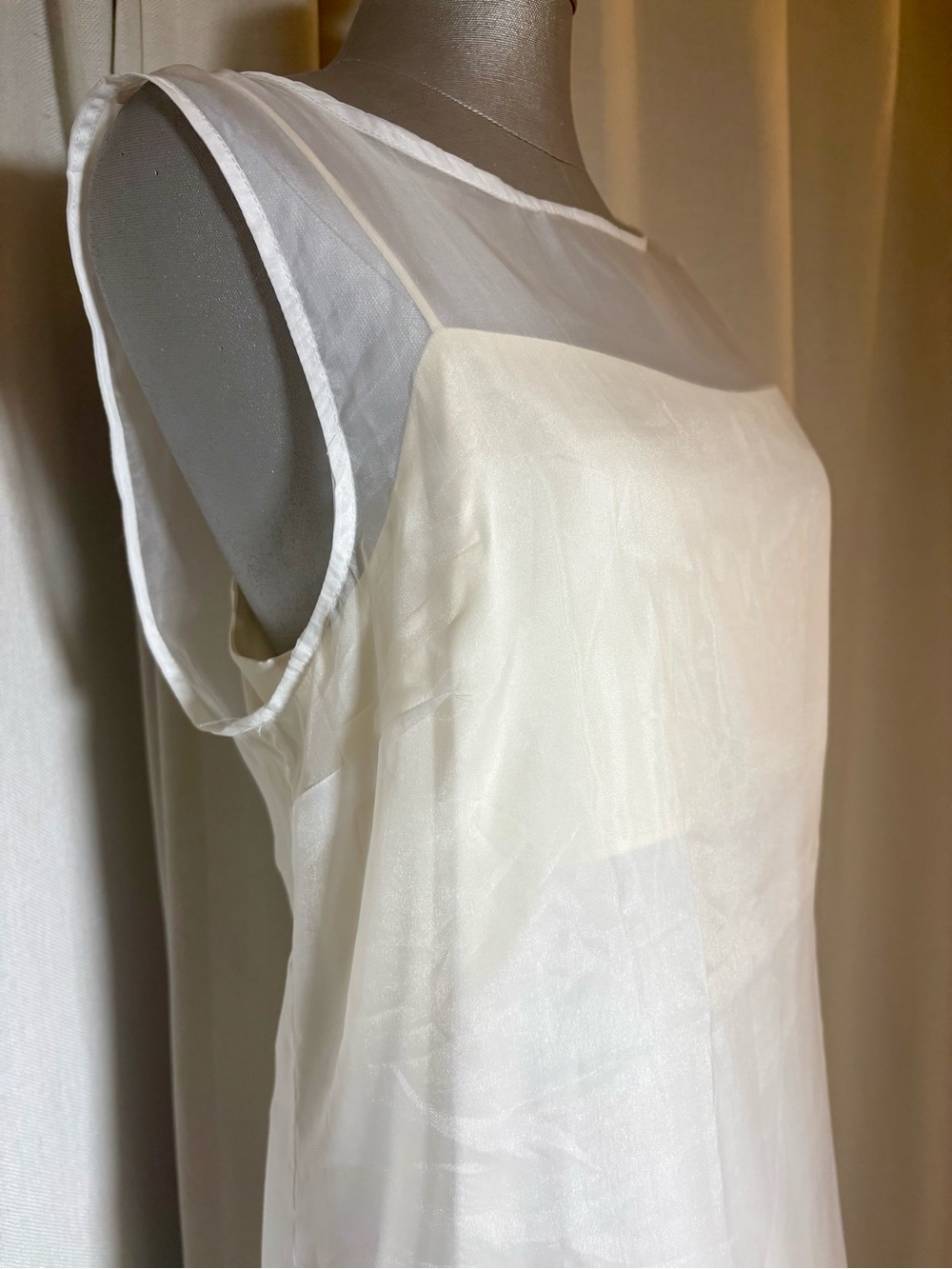 Reformation 100% Silk Vina Dress White Sheer Overlay Shift Dress Size 12 NWT - Picture 5 of 14